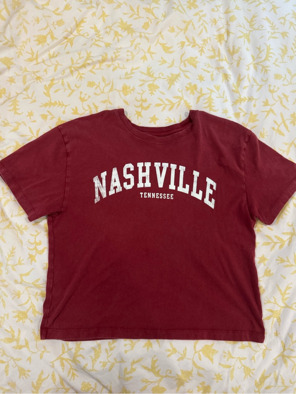Burgundy Nashville Graphic Crop Tee
